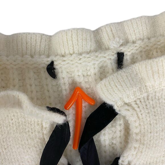 Sweater Womens Large Cable Knit Ruffle Preppy Cottage Peasant Feminine Cozy - Picture 8 of 15